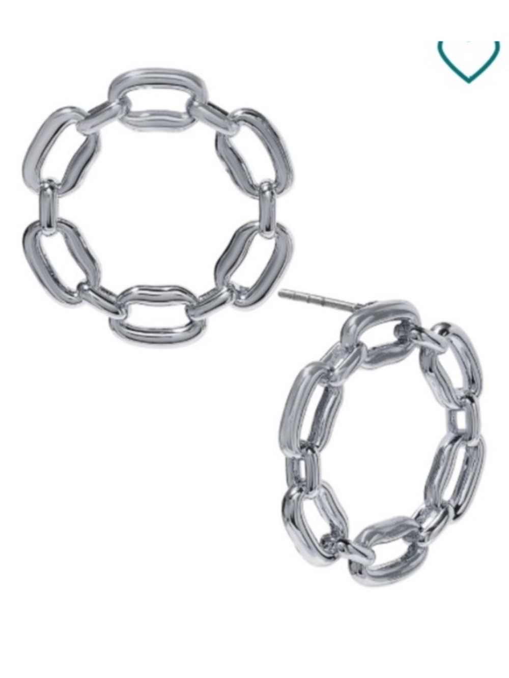 ON 34th Silver Chain Link Front-Facing Hoop Earrings. 0.88 inch diameter. NWT
